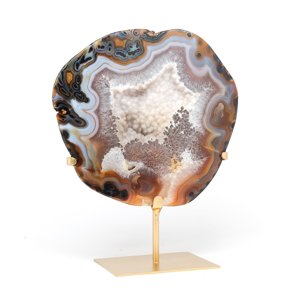 Agate with Clear Quartz Polished/Natural Crystal from Brazil | Venusrox