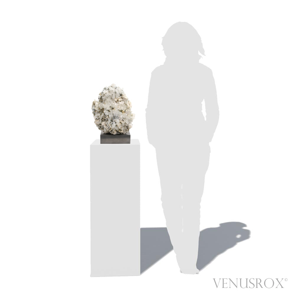 Clear Quartz with Dolomite and Pyrite Natural Cluster from Kosovo mounted on a bespoke stand | Venusrox