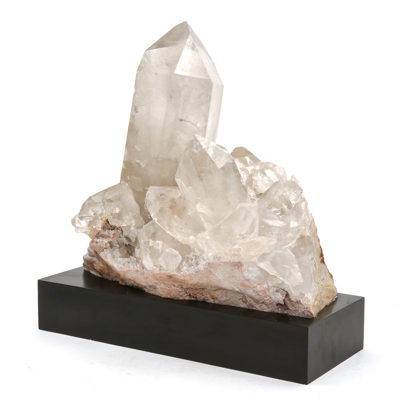 Clear Quartz on Matrix Natural Cluster from Brazil mounted on a bespoke stand | Venusrox
