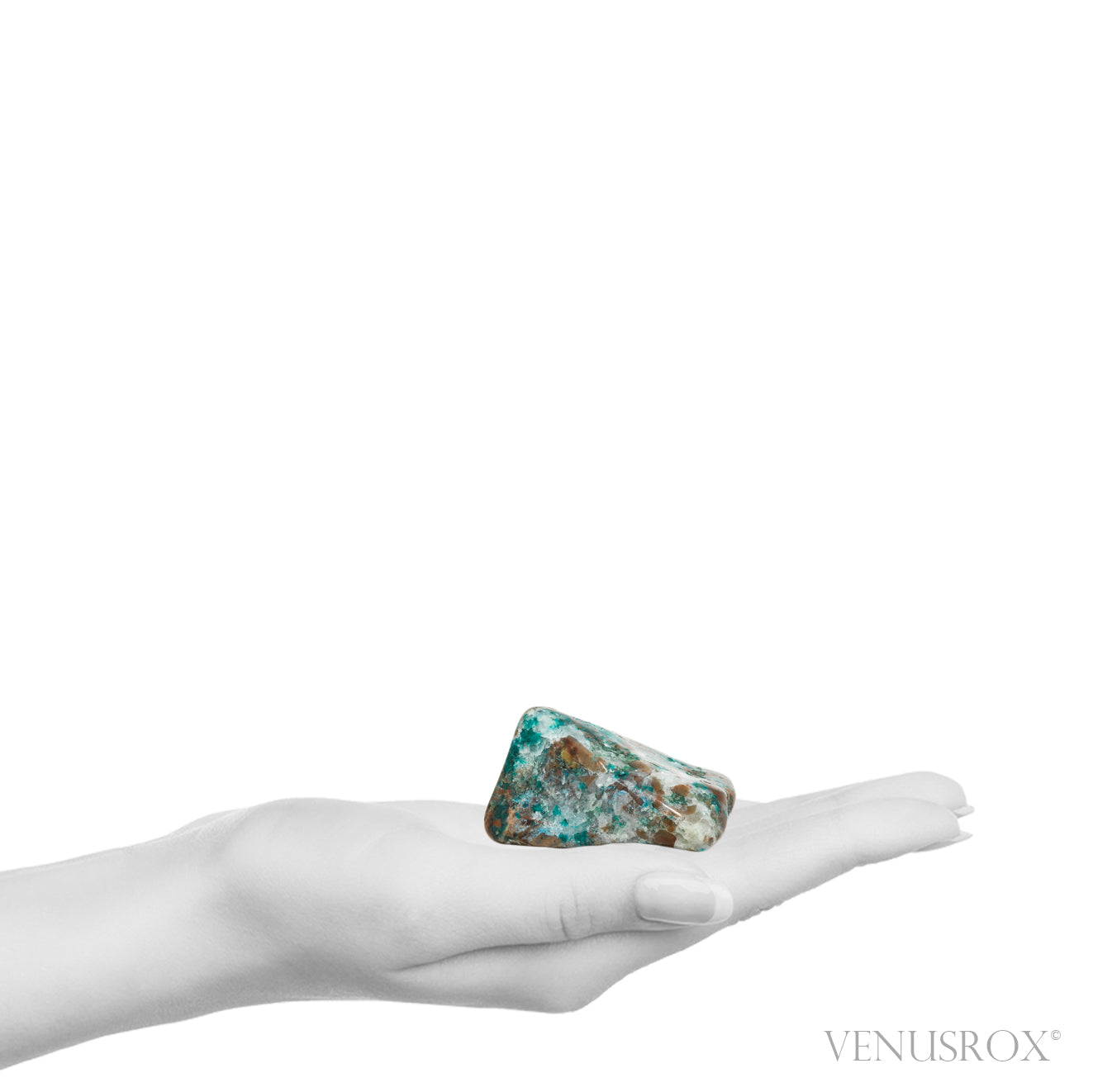 Dioptase and Quartz in Matrix Polished Crystal from the Democratic Republic of Congo | Venusrox