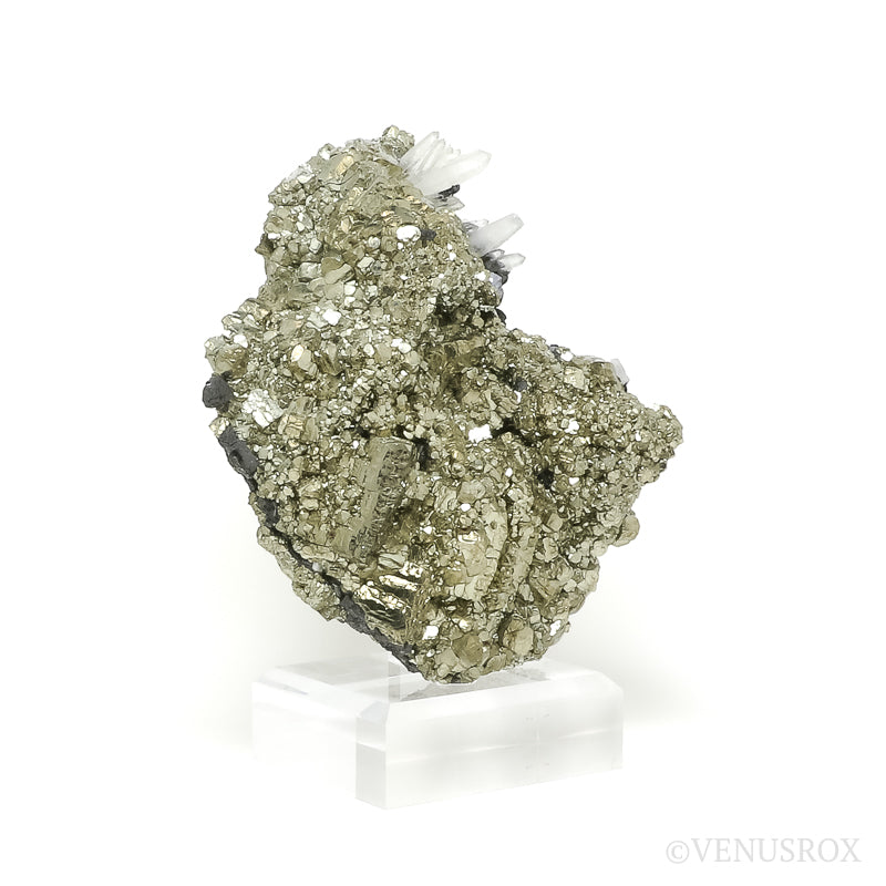 Pyrite with Quartz & Sphalerite Natural Cluster from the Huanzala Mine, Huallanca District, Huanuco Department, Peru mouted on a bespoke stand | Venusrox