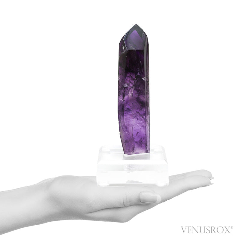 Amethyst Phantom Polished/Natural Point from Brazil mounted on a bespoke stand | Venusrox