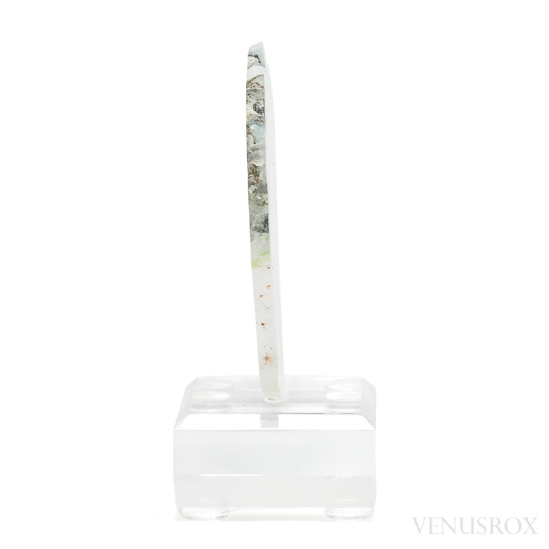 Ajoite in Quartz Polished Slice from the Messina Copper Mine, South Africa, mounted on a bespoke stand | Venusrox