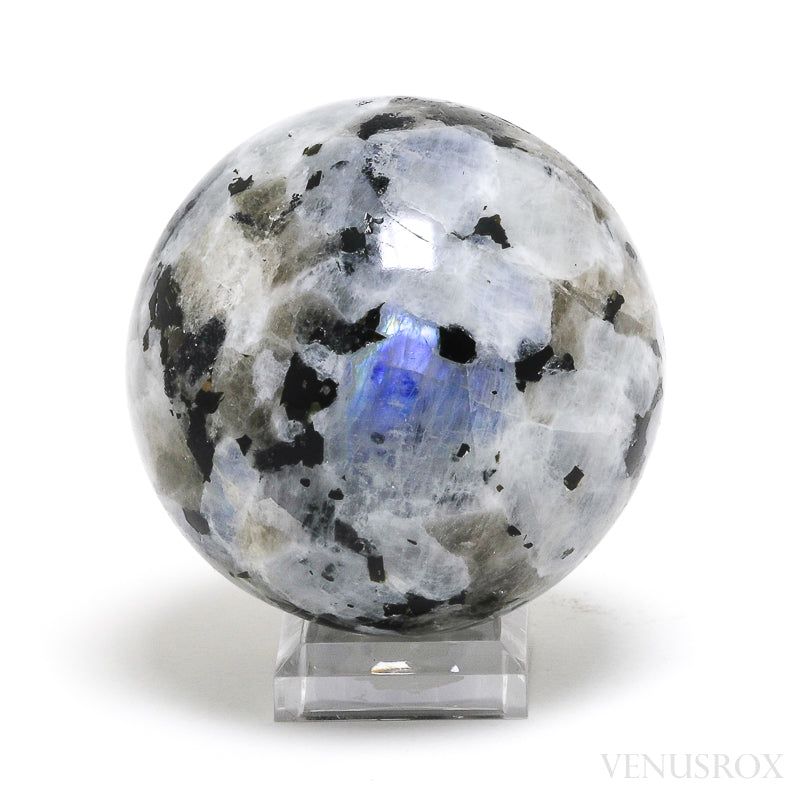 Rainbow Moonstone with Black Tourmaline Polished Sphere from India | Venusrox