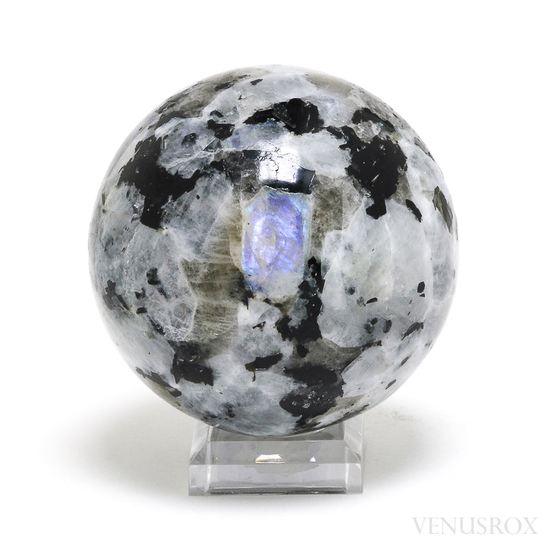 Rainbow Moonstone with Black Tourmaline Polished Sphere from India | Venusrox