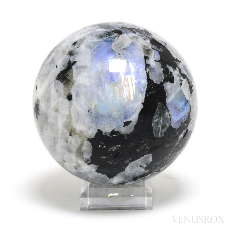 Rainbow Moonstone with Black Tourmaline Polished Sphere from India | Venusrox