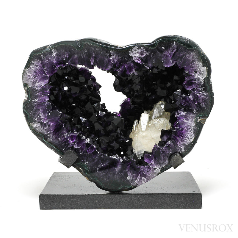 Amethyst with Calcite and Agate Polished/Natural Cluster from Uruguay mounted on a bespoke stand | Venusrox