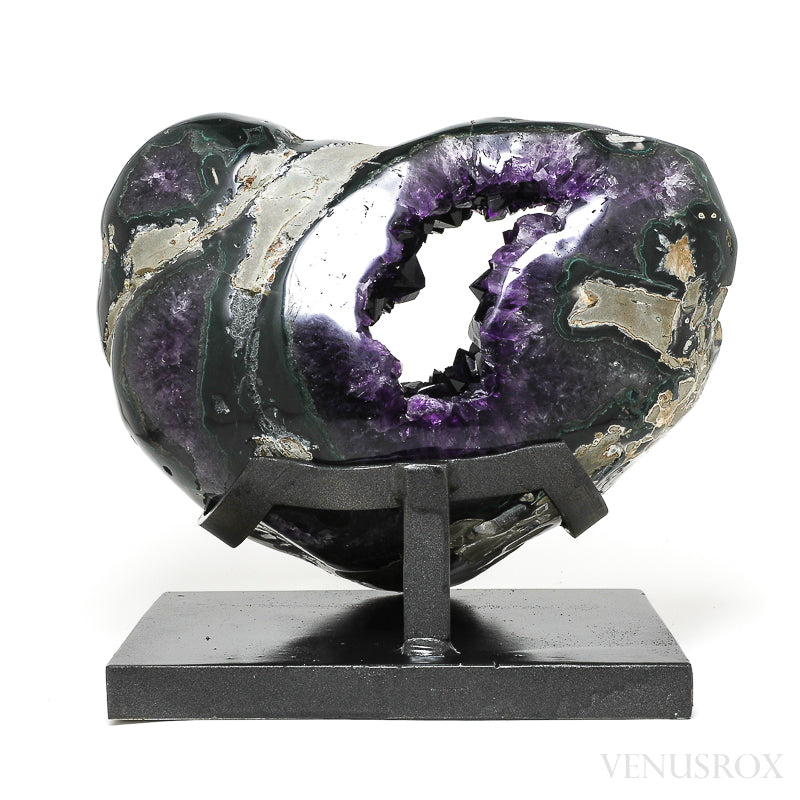 Amethyst with Calcite and Agate Polished/Natural Cluster from Uruguay mounted on a bespoke stand | Venusrox