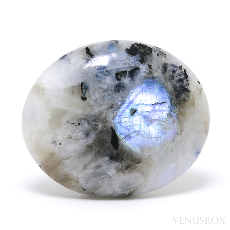 Rainbow Moonstone with Black Tourmaline Polished Crystal from India | Venusrox