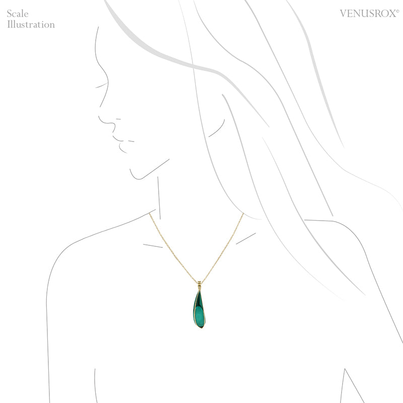 Malachite Polished Crystal Pendant with 9Kt Gold | Venusrox