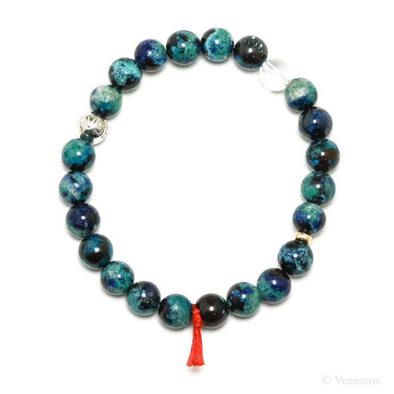Chrysocolla with Shattuckite, Cuprite & Quartz Bracelet from Peru | Venusrox