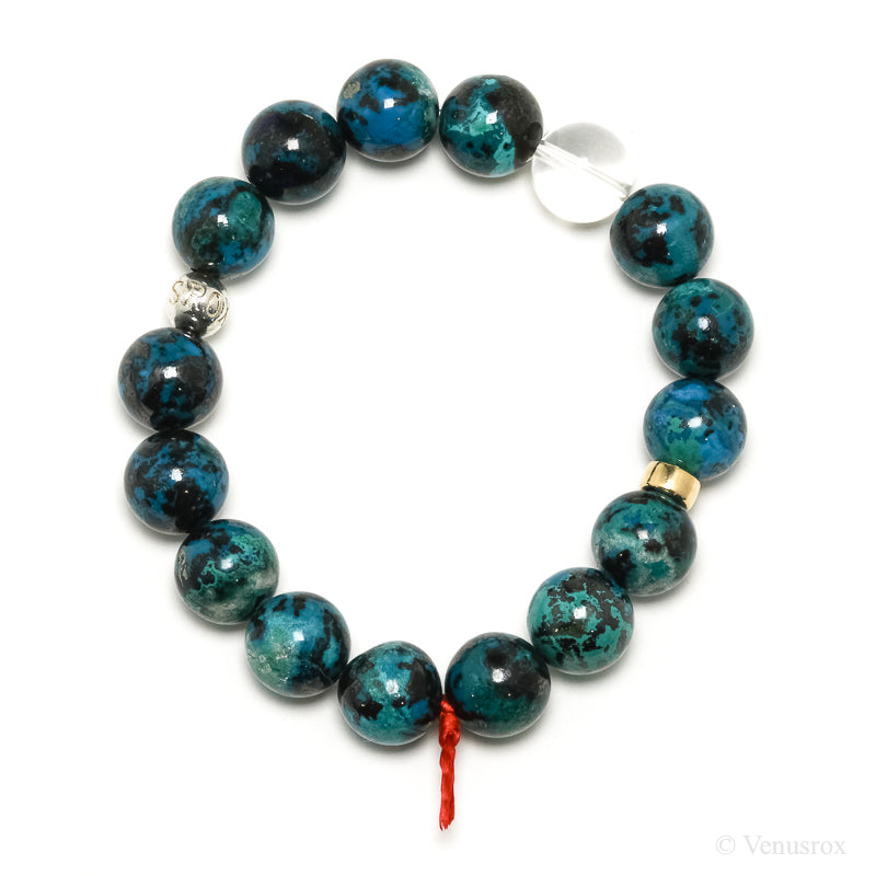Chrysocolla with Shattuckite, Cuprite & Quartz Bracelet from Peru | Venusrox