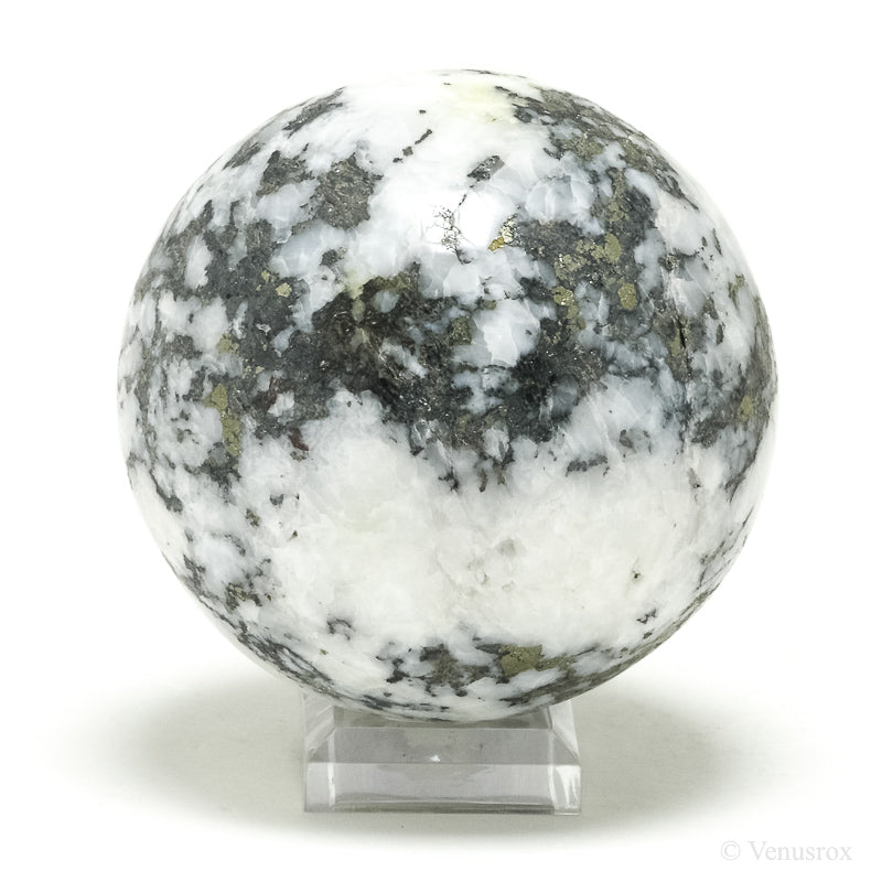 Pyrite in Quartz Polished Sphere from Peru | Venusrox