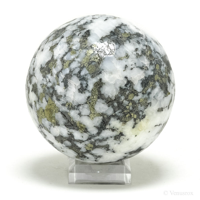 Pyrite in Quartz Polished Sphere from Peru | Venusrox
