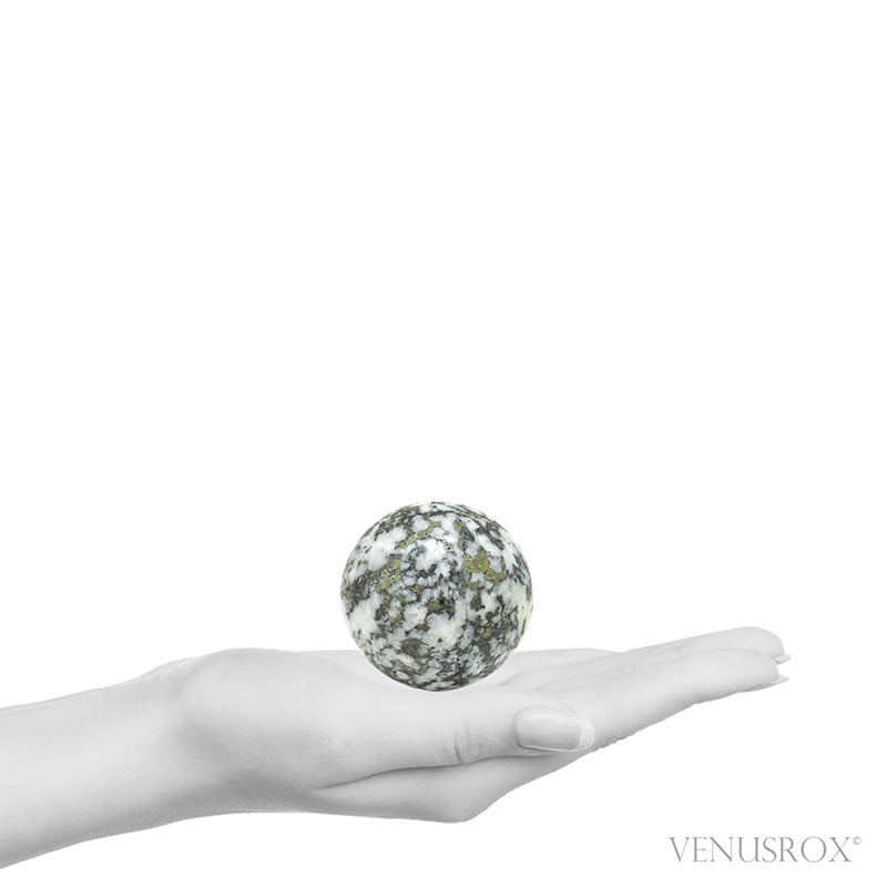 Pyrite in Quartz Polished Sphere from Peru | Venusrox