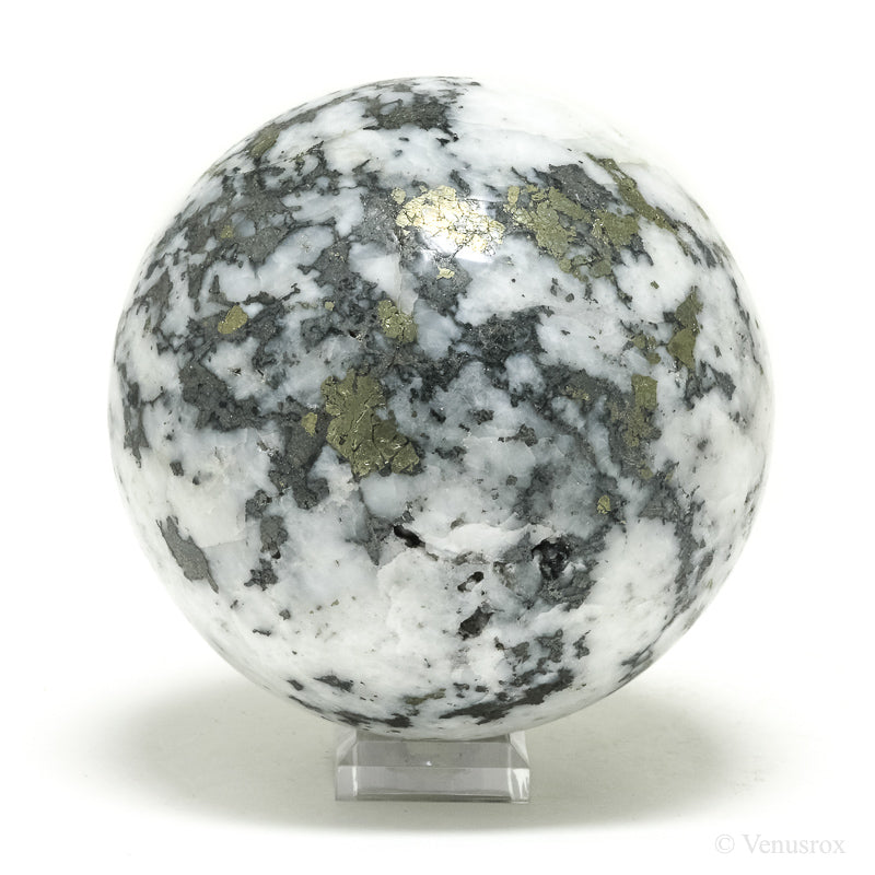 Pyrite in Quartz Polished Sphere from Peru | Venusrox