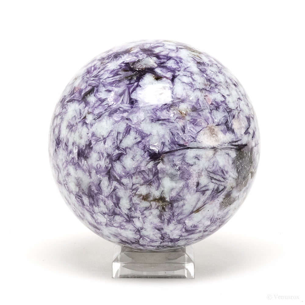 beautiful Lepidolite with Pink Tourmaline & Albite Polished Sphere from Russia | Venusrox