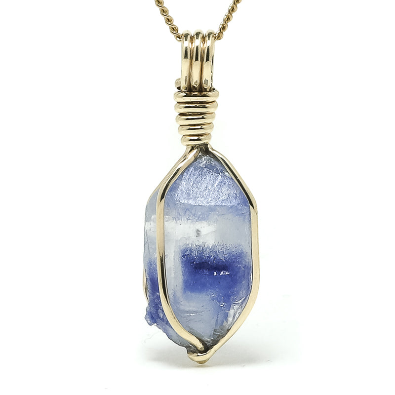 Natural Dumortierite in Quartz Crystal Pendant from the Vaca Morte Mine, Bahia, Brazil | Venusrox