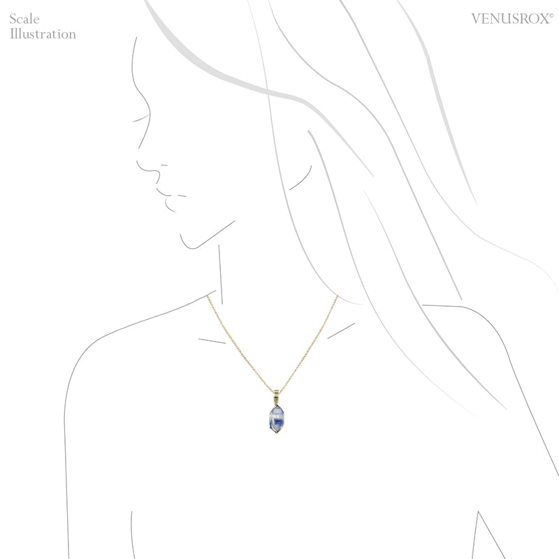 Natural Dumortierite in Quartz Crystal Pendant from the Vaca Morte Mine, Bahia, Brazil | Venusrox