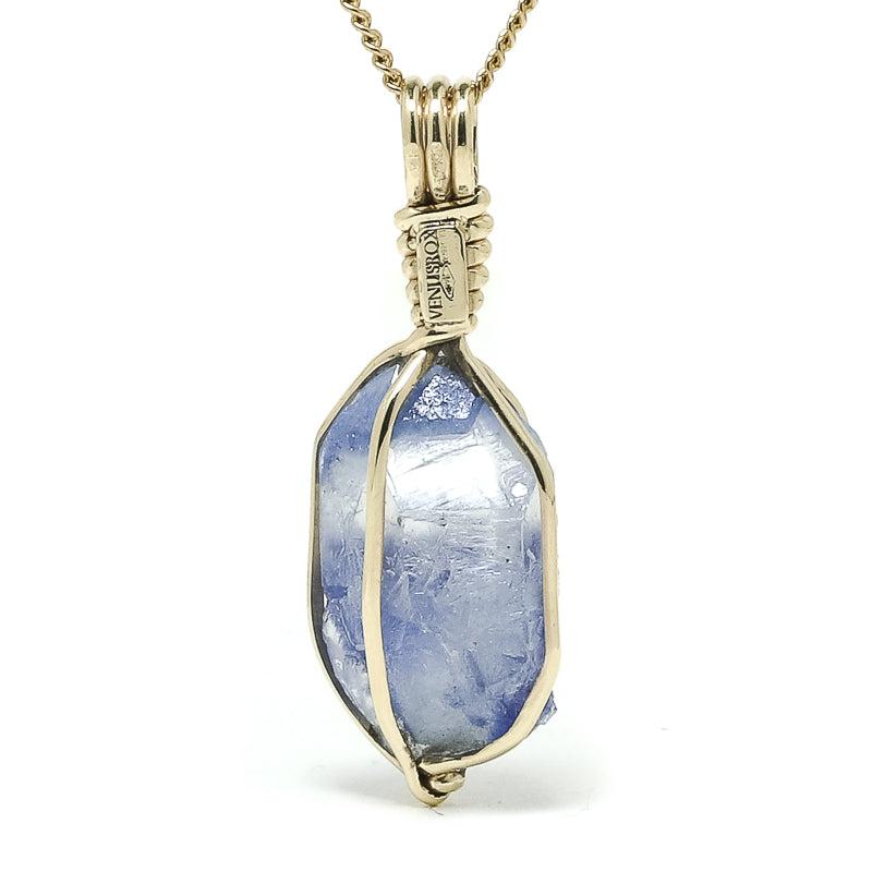 Natural Dumortierite in Quartz Crystal Pendant from the Vaca Morte Mine, Bahia, Brazil | Venusrox