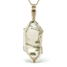 Smoky Quartz with Green Tourmaline Natural Double Terminated Point Pendant from Brazil | Venusrox