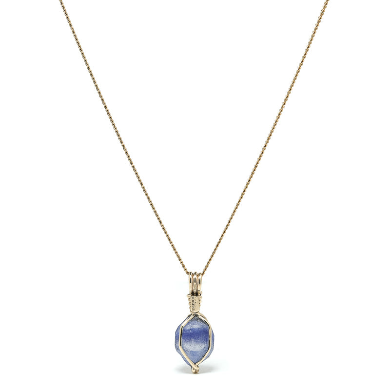 Natural Dumortierite in Quartz Crystal Pendant from the Vaca Morte Mine, Bahia, Brazil | Venusrox