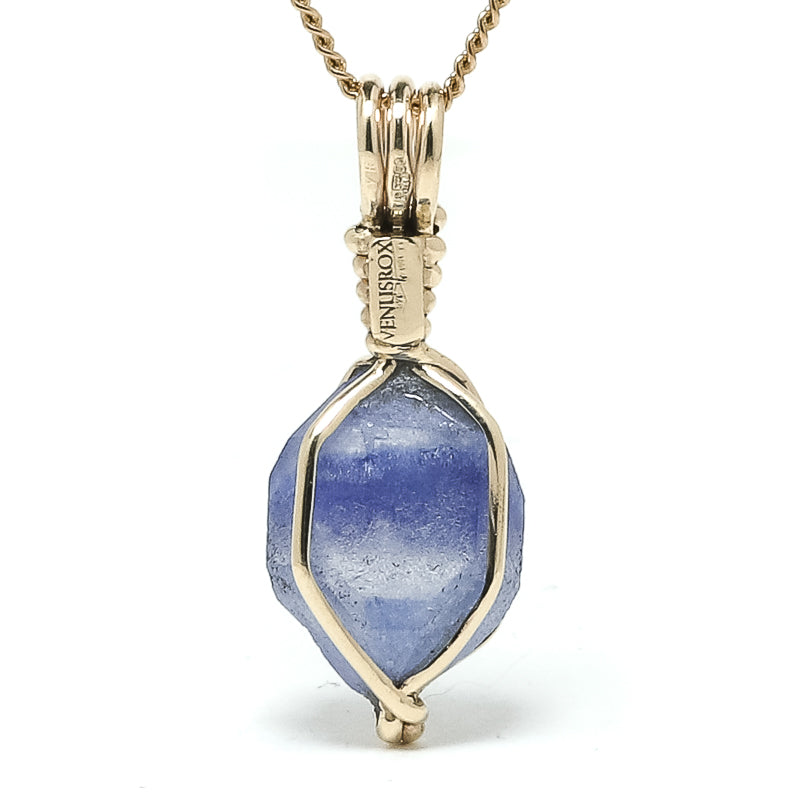 Natural Dumortierite in Quartz Crystal Pendant from the Vaca Morte Mine, Bahia, Brazil | Venusrox