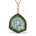 Green & Blue Tourmaline Polished Slice Pendant from Namibia | Venusrox