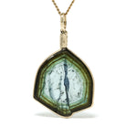 Green & Blue Tourmaline Polished Slice Pendant from Namibia | Venusrox