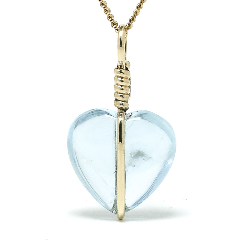 Aquamarine Polished Heart Pendant from Mozambique | Venusrox