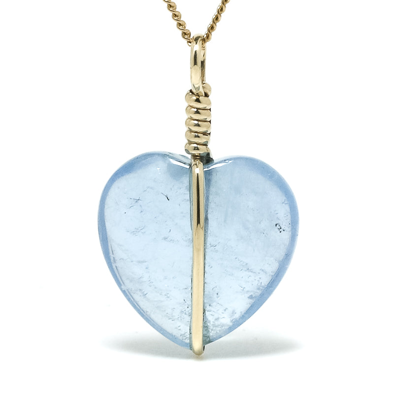 Aquamarine Polished Heart Pendant from Mozambique | Venusrox