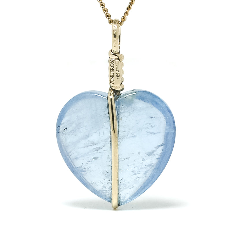 Aquamarine Polished Heart Pendant from Mozambique | Venusrox