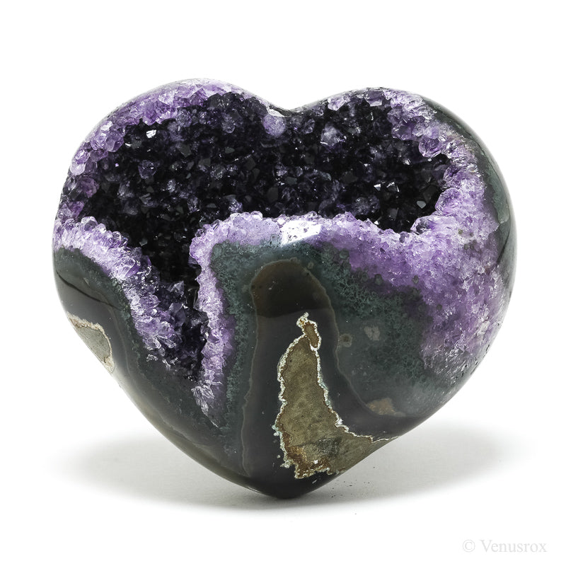 Amethyst with Agate Polished/Natural Heart from Uruguay | Venusrox