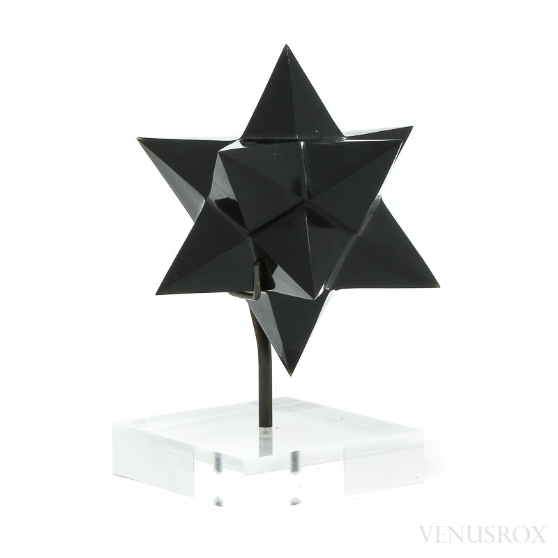 Black Obsidian Polished Star from Brazil mounted on a bespoke stand | Venusrox