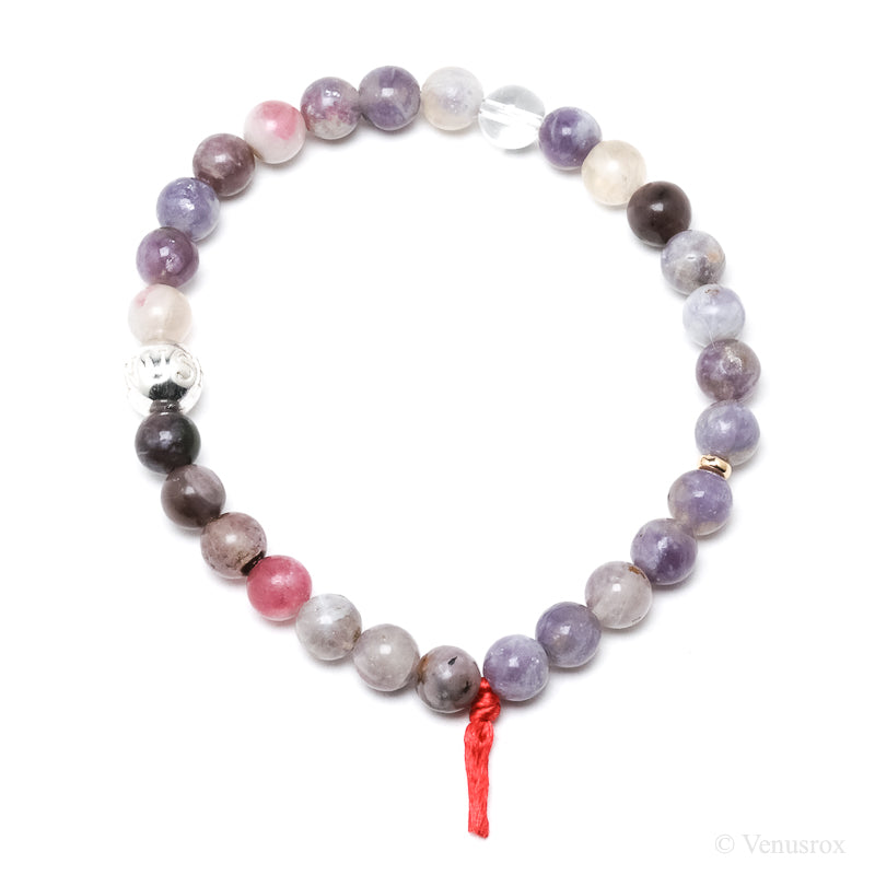 Lepidolite with Pink Tourmaline Bead Bracelet from Brazil | Venusrox