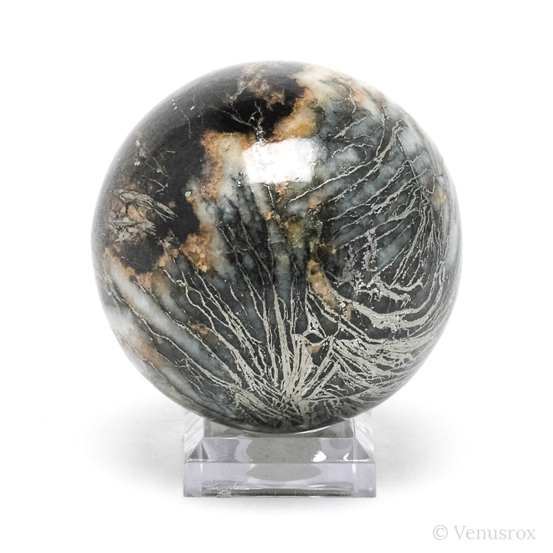 'Feather' Pyrite (Pyrite after Pyrrhotite Pseudomorph) Sphere from the Pfaffenberg Mine, Neudorf, Harzgerode, Harz, Saxony-Anhalt, Germany | Venusrox