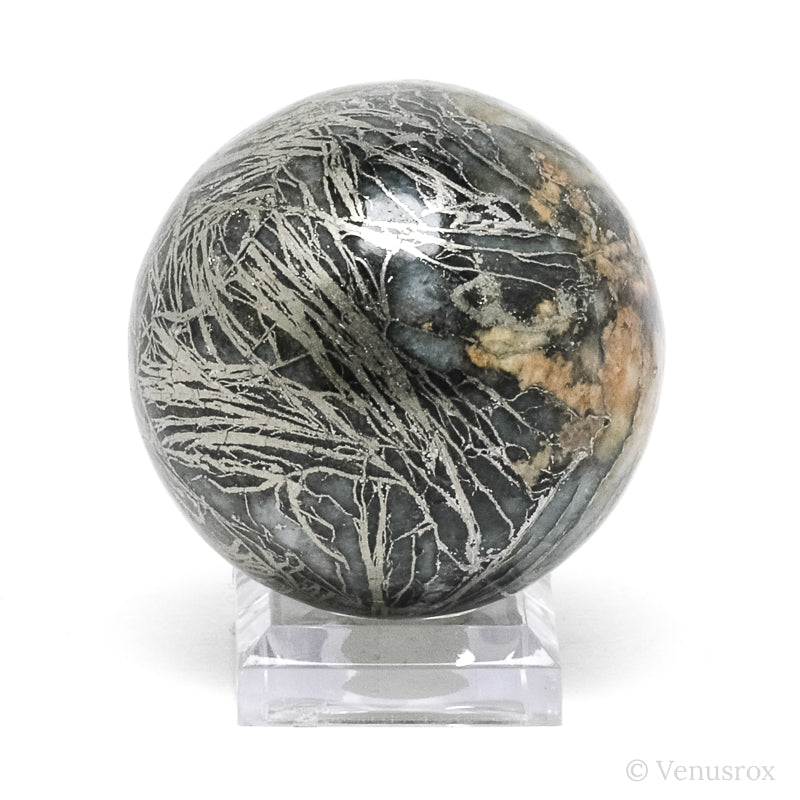 'Feather' Pyrite (Pyrite after Pyrrhotite Pseudomorph) Sphere from the Pfaffenberg Mine, Neudorf, Harzgerode, Harz, Saxony-Anhalt, Germany | Venusrox