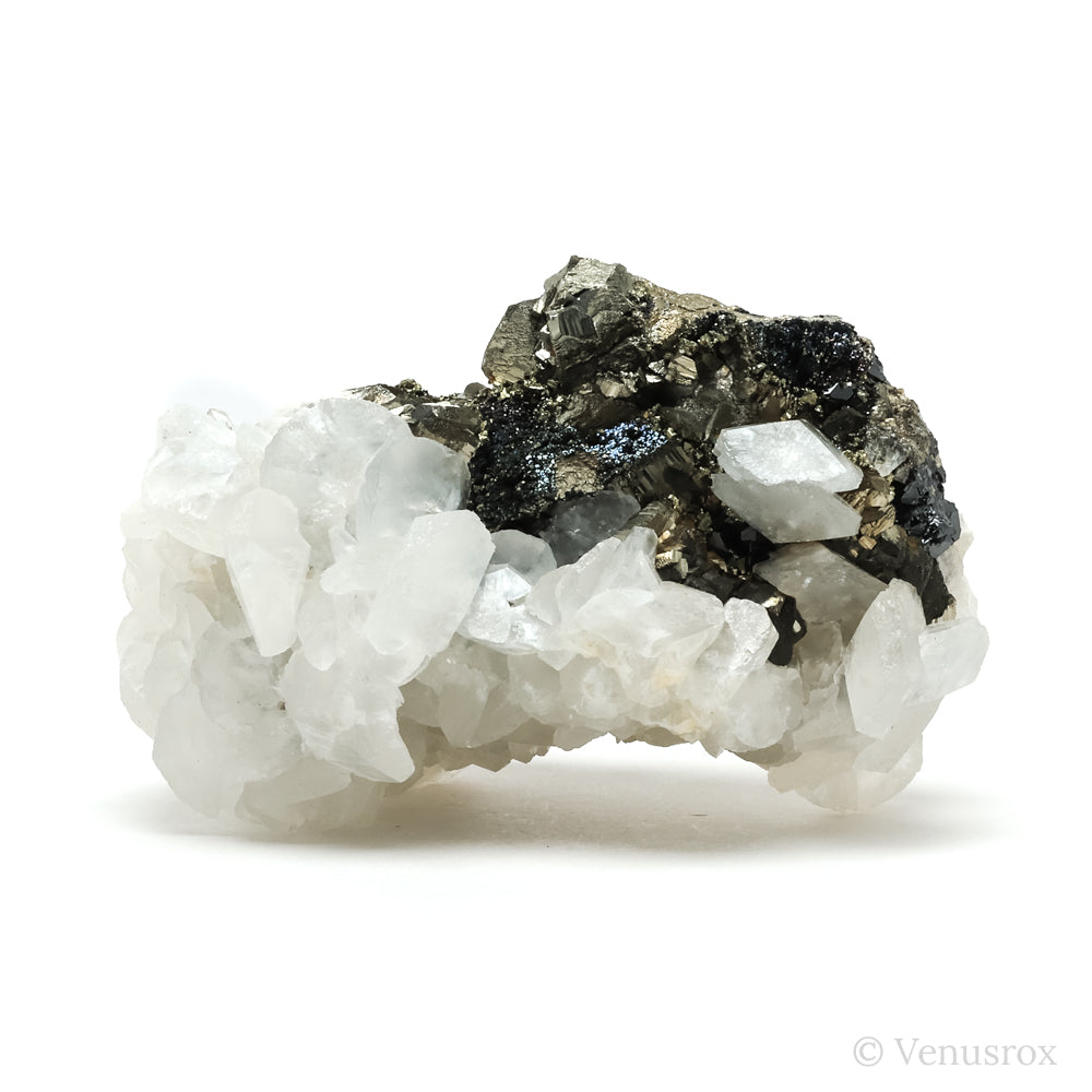 Calcite on Pyrite & Sphalerite Natural Cluster from the Trepča Mining Complex, Trepča Valley, Kosovska Mitrovica, Kosovska Mitrovica District, Kosovo | Venusrox