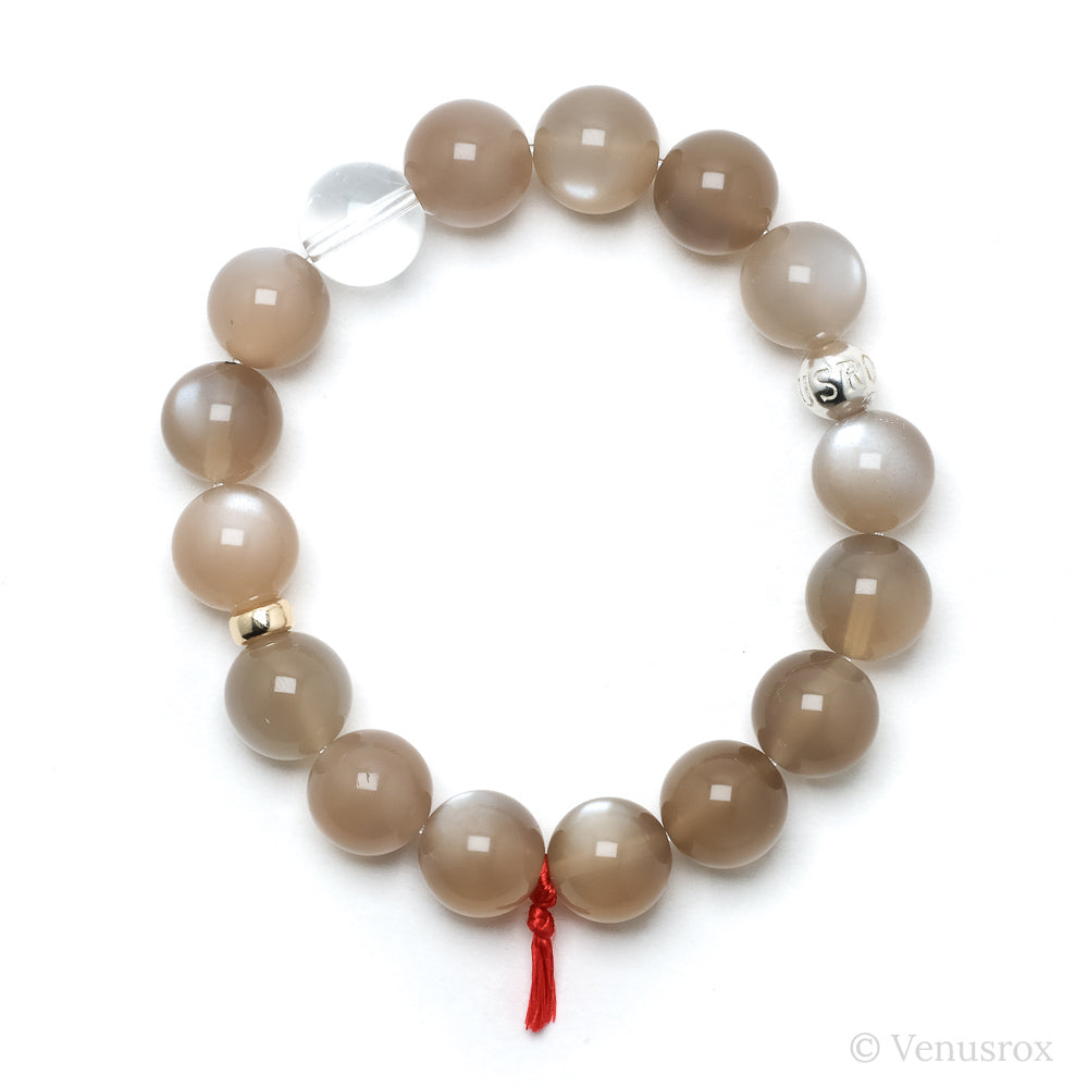 Grey/Brown Moonstone Bead Bracelet from India | Venusrox