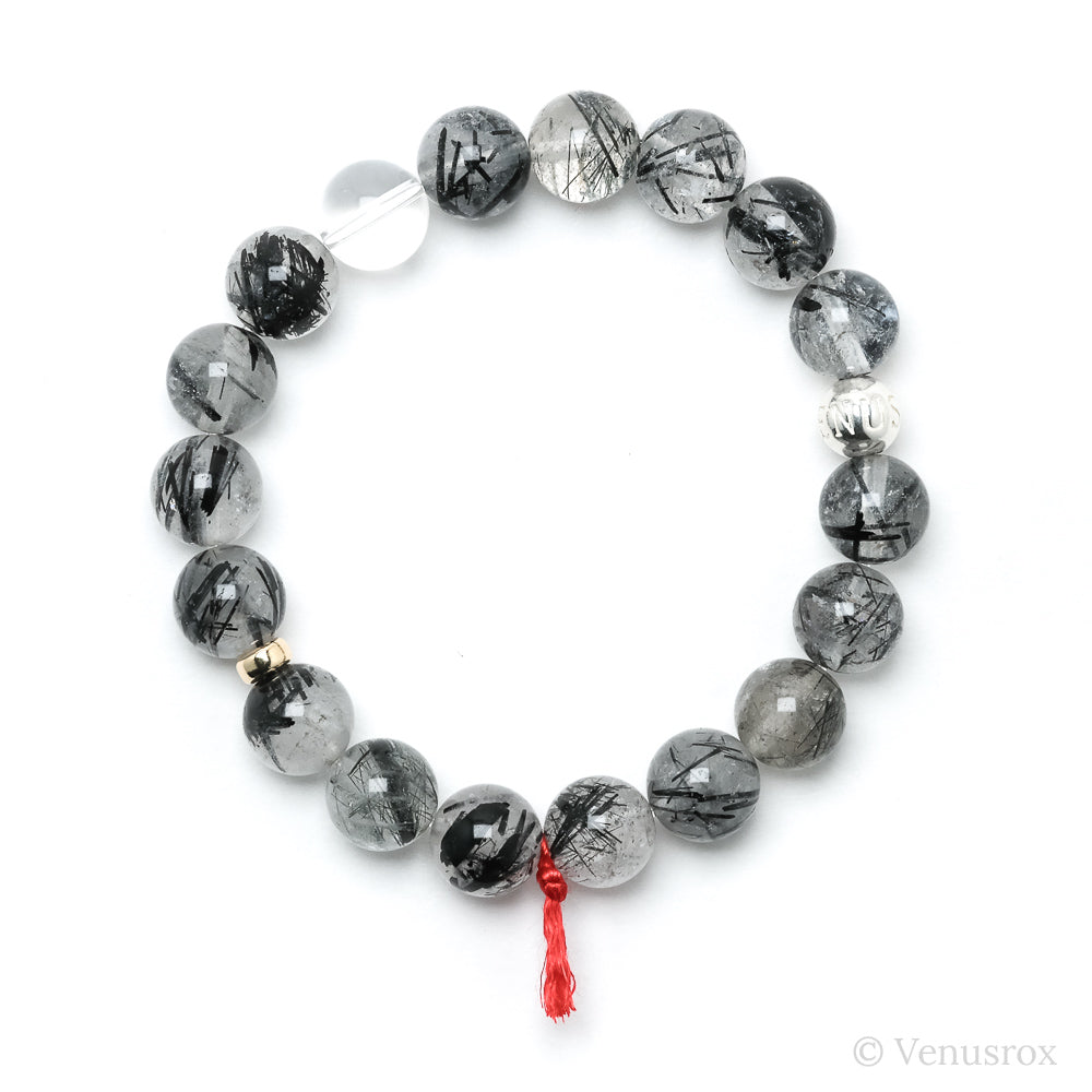 Tourmalinated Quartz Bead Bracelet from Brazil | Venusrox