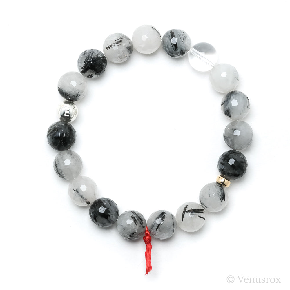 Tourmalinated Quartz Bead Bracelet from Brazil | Venusrox