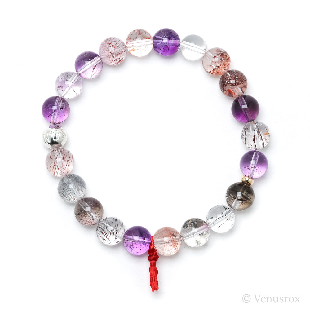 Quartz with Amethyst, Goethite & Hematite Bracelet from Brazil | Venusrox