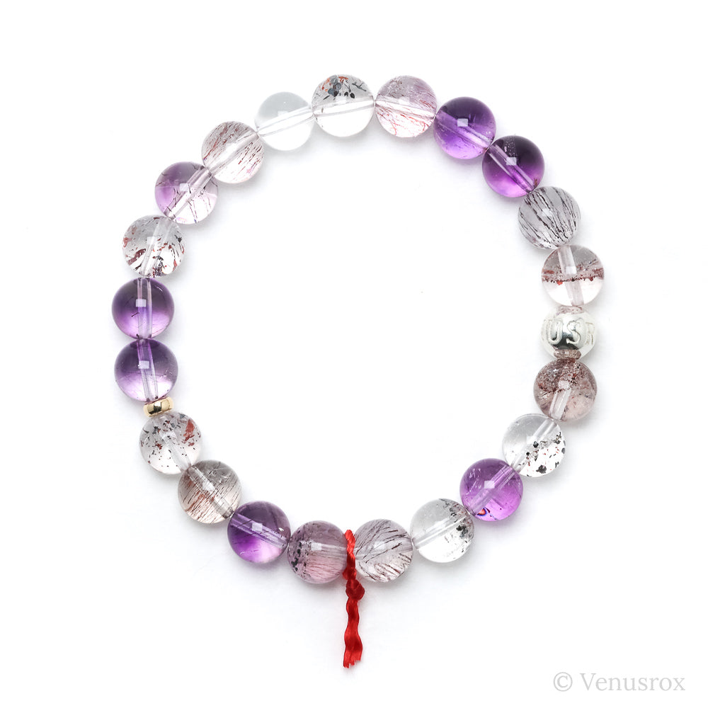 Quartz with Amethyst, Goethite & Hematite Bracelet from Brazil | Venusrox