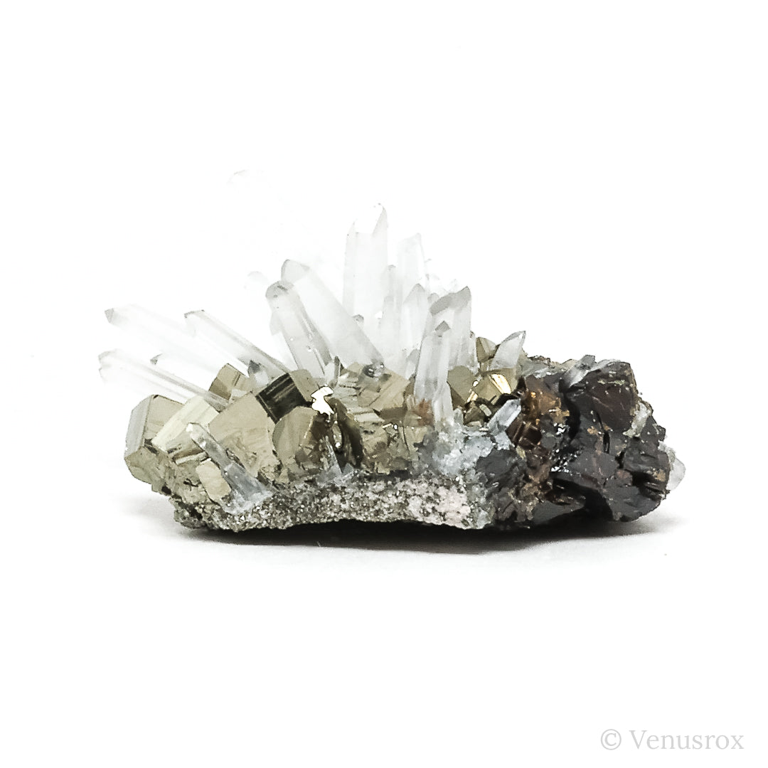 Pyrite with Quartz & Sphalerite Natural Cluster from the Huanzala Mine, Huallanca District, Huanuco Department, Peru | Venusrox