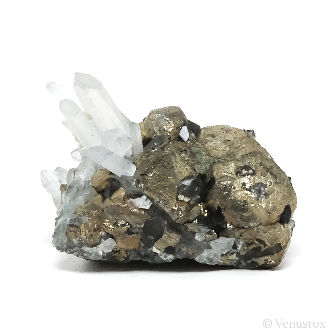 Pyrite with Quartz Natural Cluster from the Huanzala Mine, Huallanca District, Huánuco Department, Peru | Venusrox