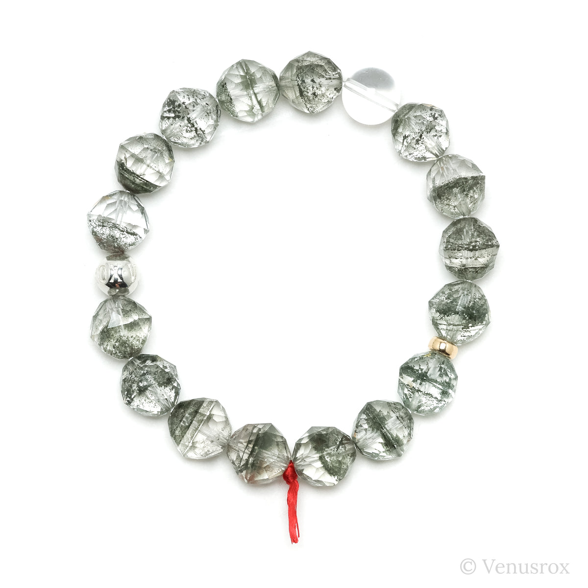 Chlorite Phantom Quartz Bead Bracelet from Brazil | Venusrox
