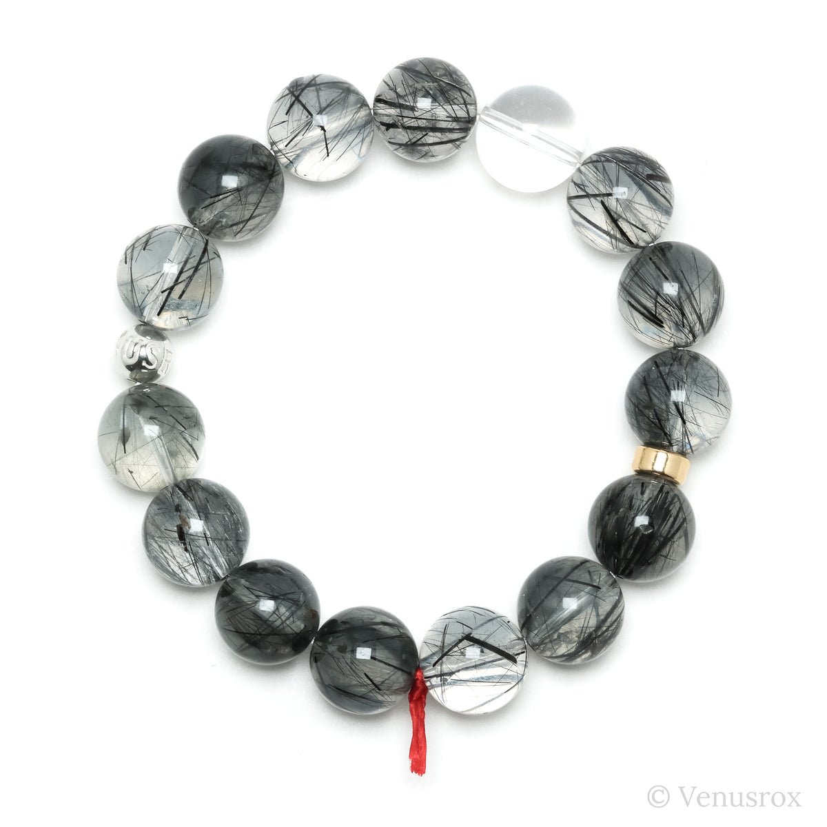 Tourmalinated Quartz Bead Bracelet from Brazil | Venusrox