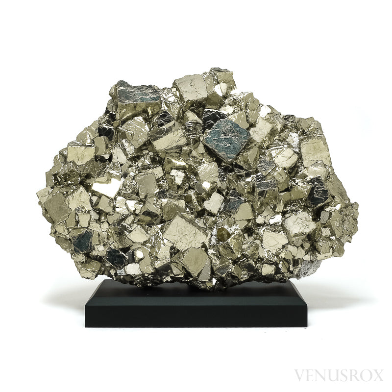 Pyrite Natural Cluster from the Huanzala Mine, Huallanca District, Dos de Mayo Province, Huánuco Department, Peru mounted on a bespoke stand | Venusrox