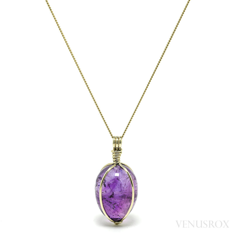 Amethyst Phantom Polished Crystal Pendant with 9Kt Gold | Venusrox