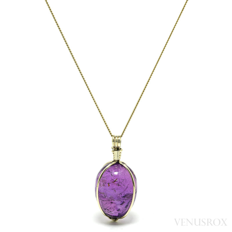 Amethyst Phantom Polished Crystal Pendant with 9Kt Gold | Venusrox